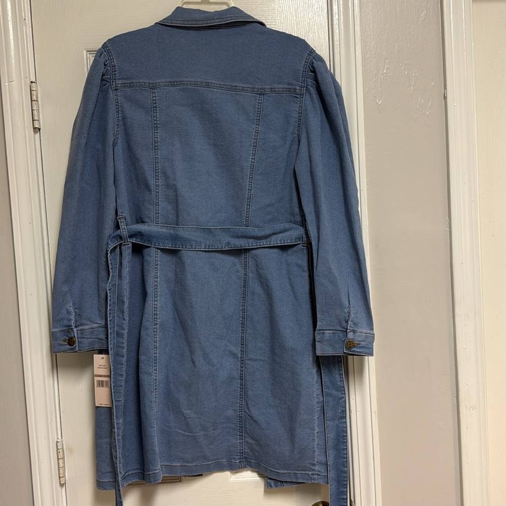 NWT Nanette Lepore Women's Belted Button Front Stretch Denim Shirt Mini Dress - Picture 9 of 16